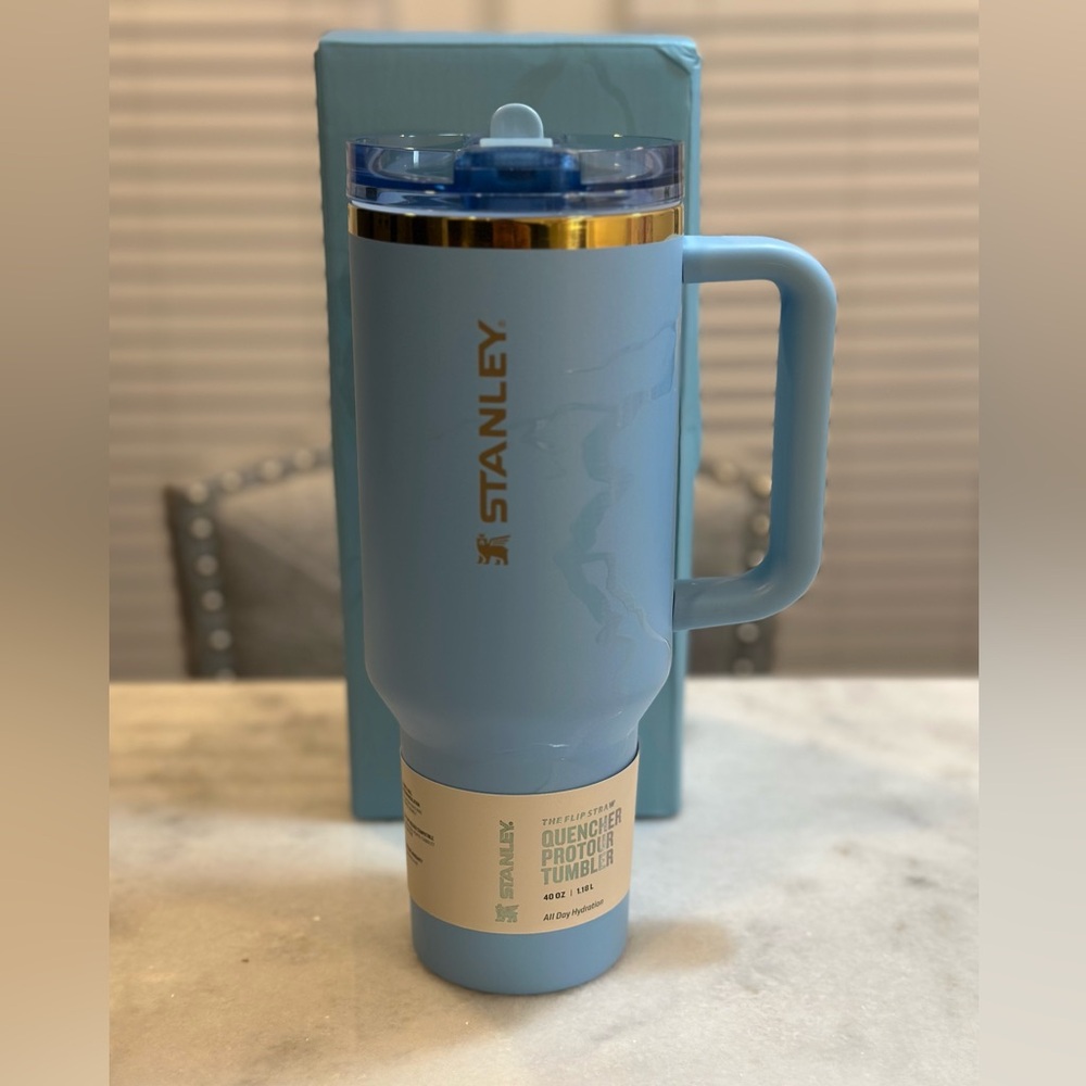 The Messi x Stanley Blue Unique Design Quencher ProTour Flip Straw Tumbler, 40oz